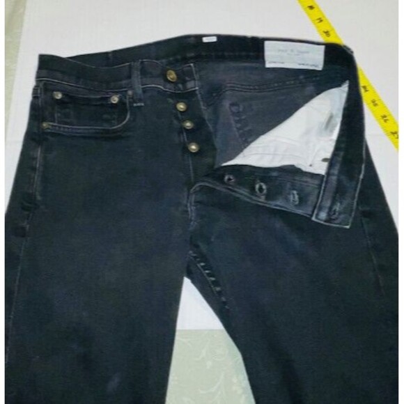 Rag & Bone Jeans Mens Black Fit 1 Extra Slim Straight Preppy Premium Denim 32x30 - Picture 12 of 16